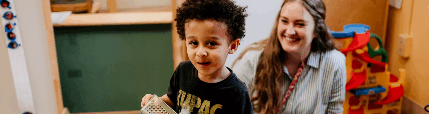 preschool child with special education teacher in the classroom - Watson Institute