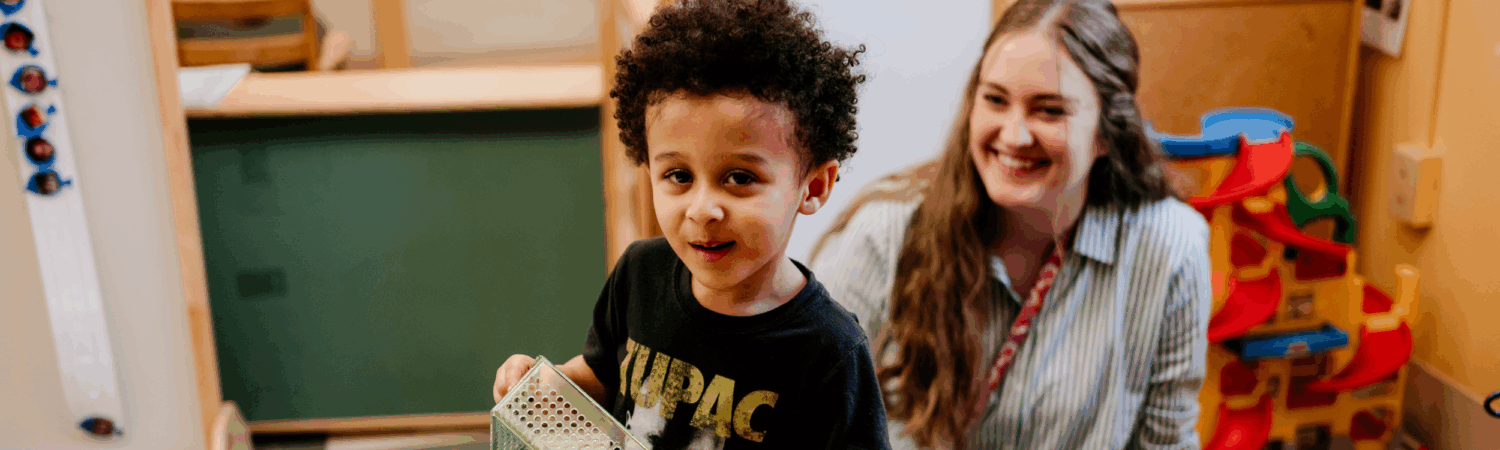 preschool child with special education teacher in the classroom - Watson Institute