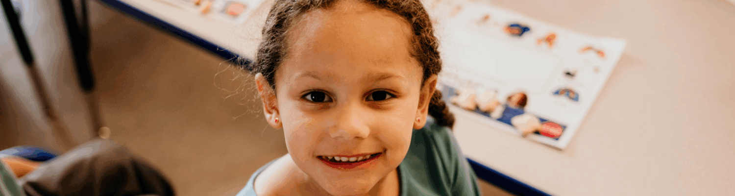 LEAP inclusive preschool student in her classroom - Watson Institute