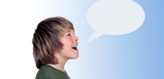 young boy pictured with an empty word bubble representing repeated verbal phrasing - Watson Institute