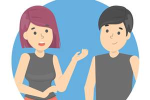 clip art image of a man and woman talking