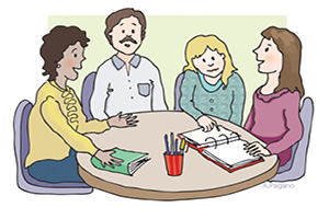 clip art image of parents seated around a table