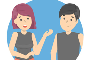 clip art image of a man and woman talking