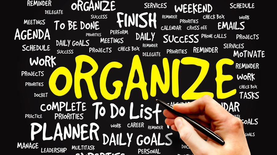 A collection of words centered around "Organized"