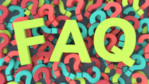 the letters F A Q in front of many colorful question marks