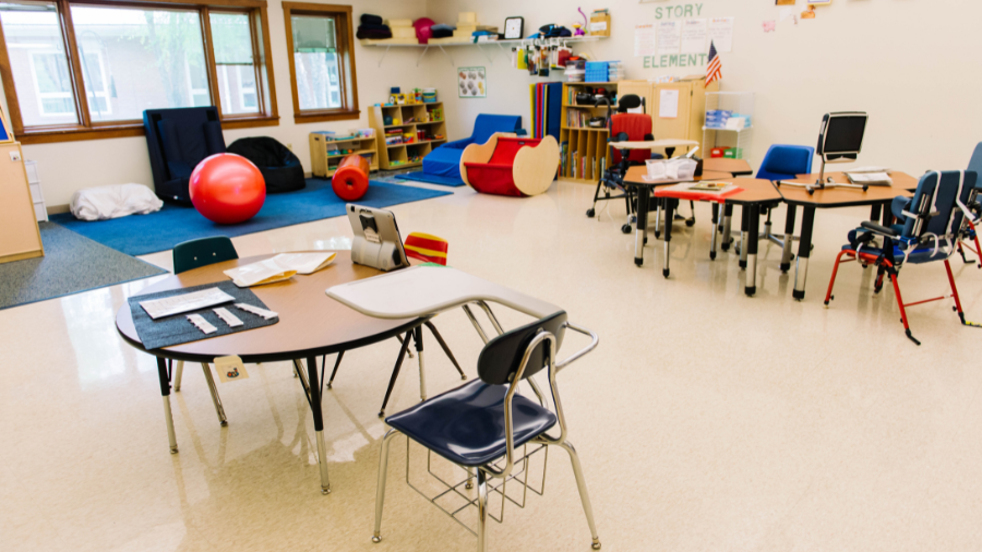 a special education classsroom is set up with centers to help students work independently during scheduling gaps - Watson Institute