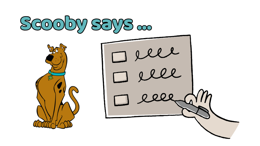a power card using Scooby Doo as the student's special interest area shown as an example to motivate a student to follow instructions - Watson Institute