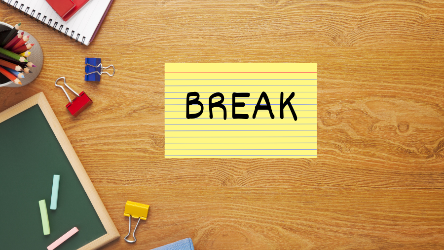student's desk includes a "Break" index card used to prevent escalating behaviors or non-compliance - Watson Institute